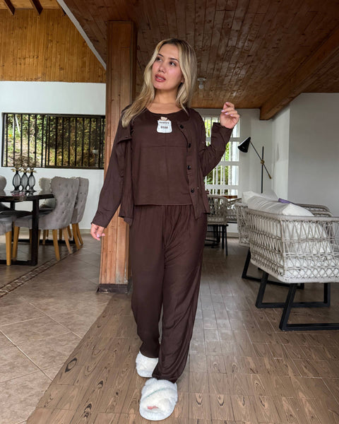 31013 PIJAMA TRIO BOTONES MANGA LARGA