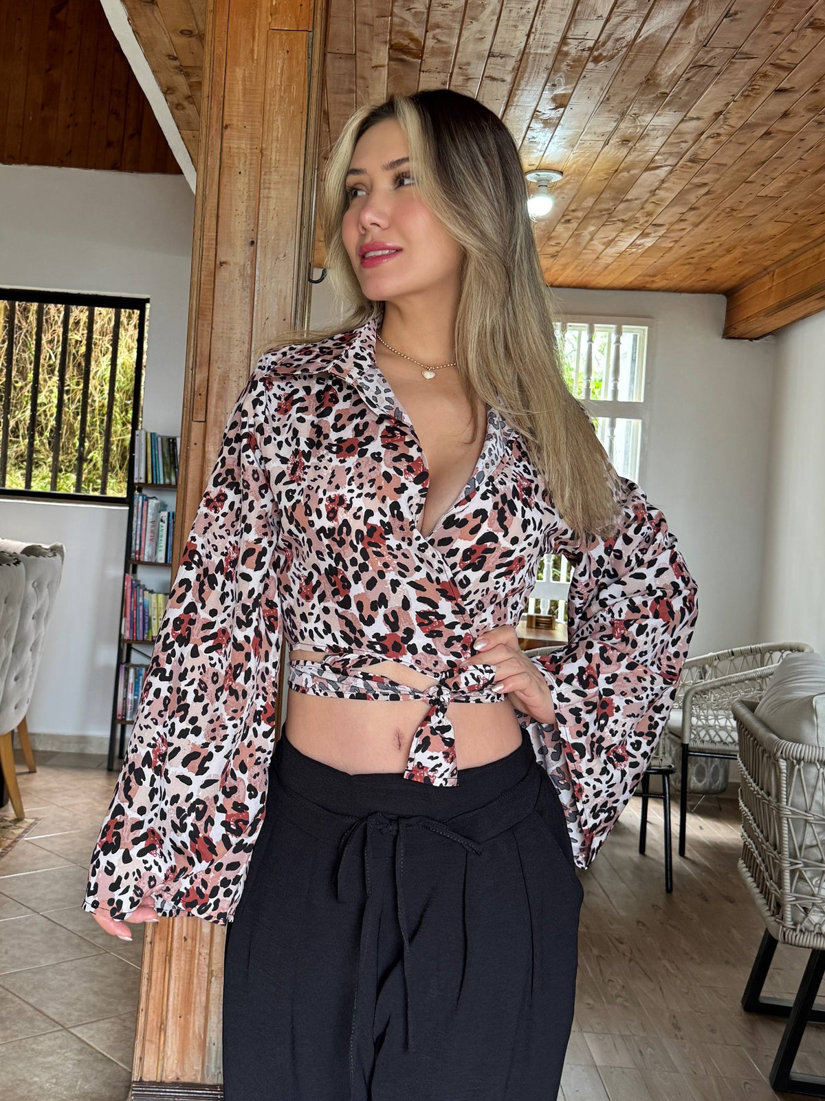 31122 CAMISA MANGA LARGA ANIMAL PRINT
