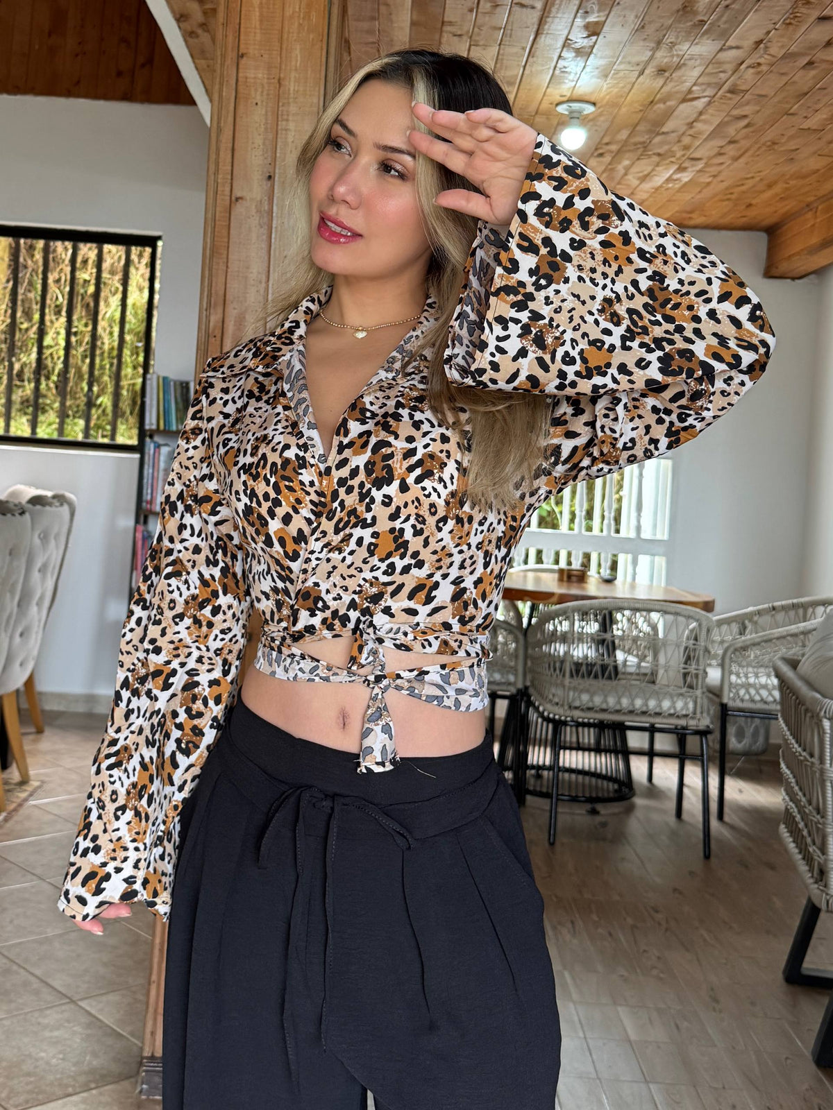 31122 CAMISA MANGA LARGA ANIMAL PRINT