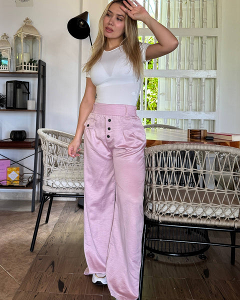 31054 PANTALON SATIN BOTONES