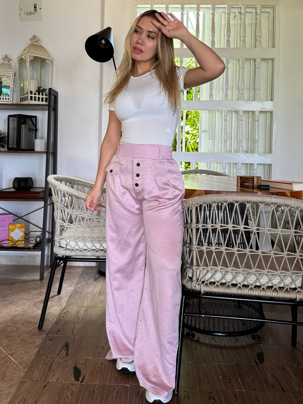 31054 PANTALON SATIN BOTONES