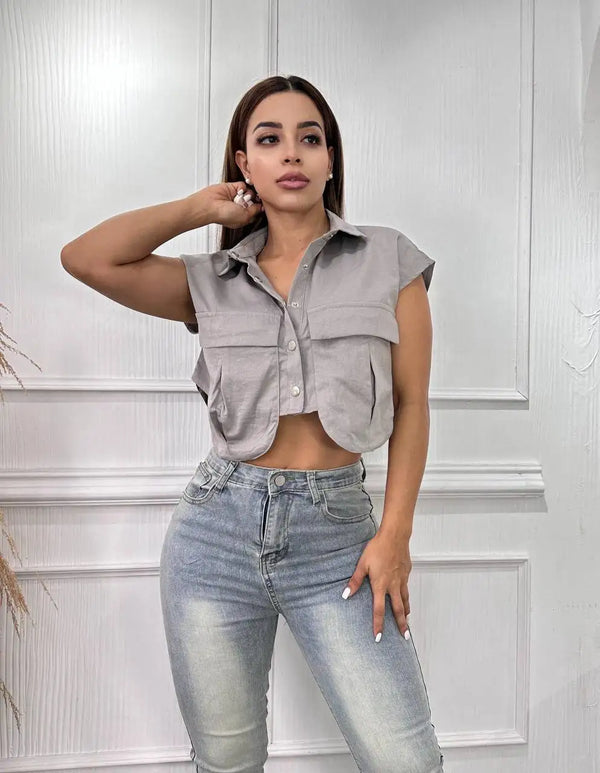 30977 BLUSA BOLSILLOS TOPACIO